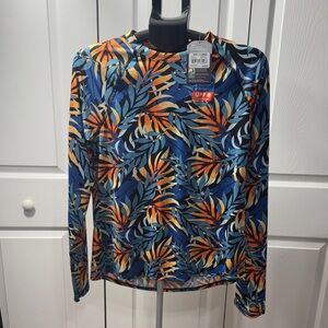 Tropical Leaf Print Swim Coverup